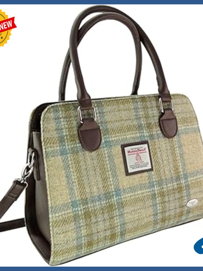 Harris Tweed Midi Tote Bag With Adjustable Strap, Spacious Compartments